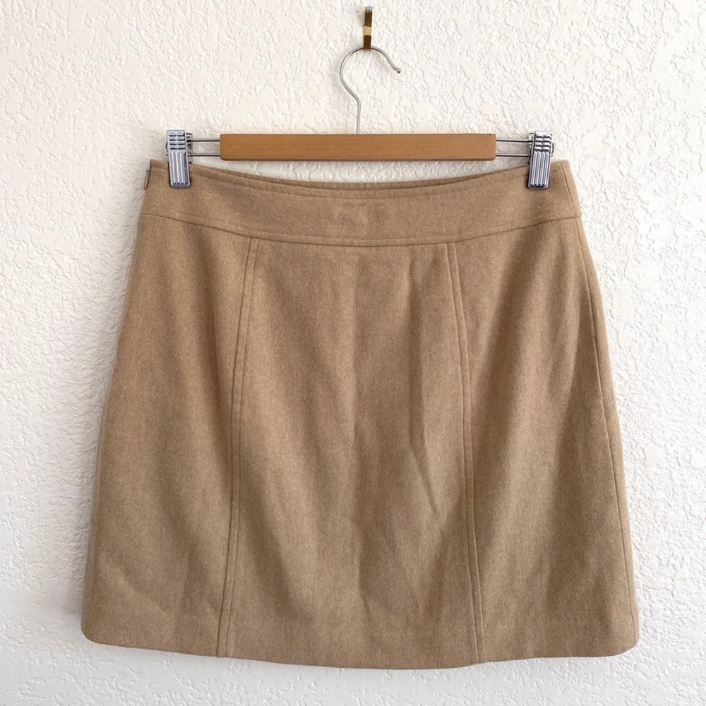 Banana Republic Wool Cashmere Blend Mini Skirt Beige Camel Classic Lined Size 4 - Picture 2 of 6